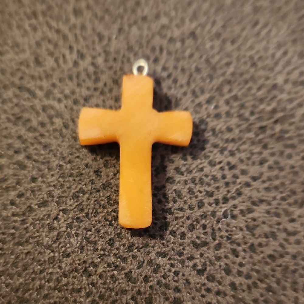 Genuine Amber Cross Pendant Vintage